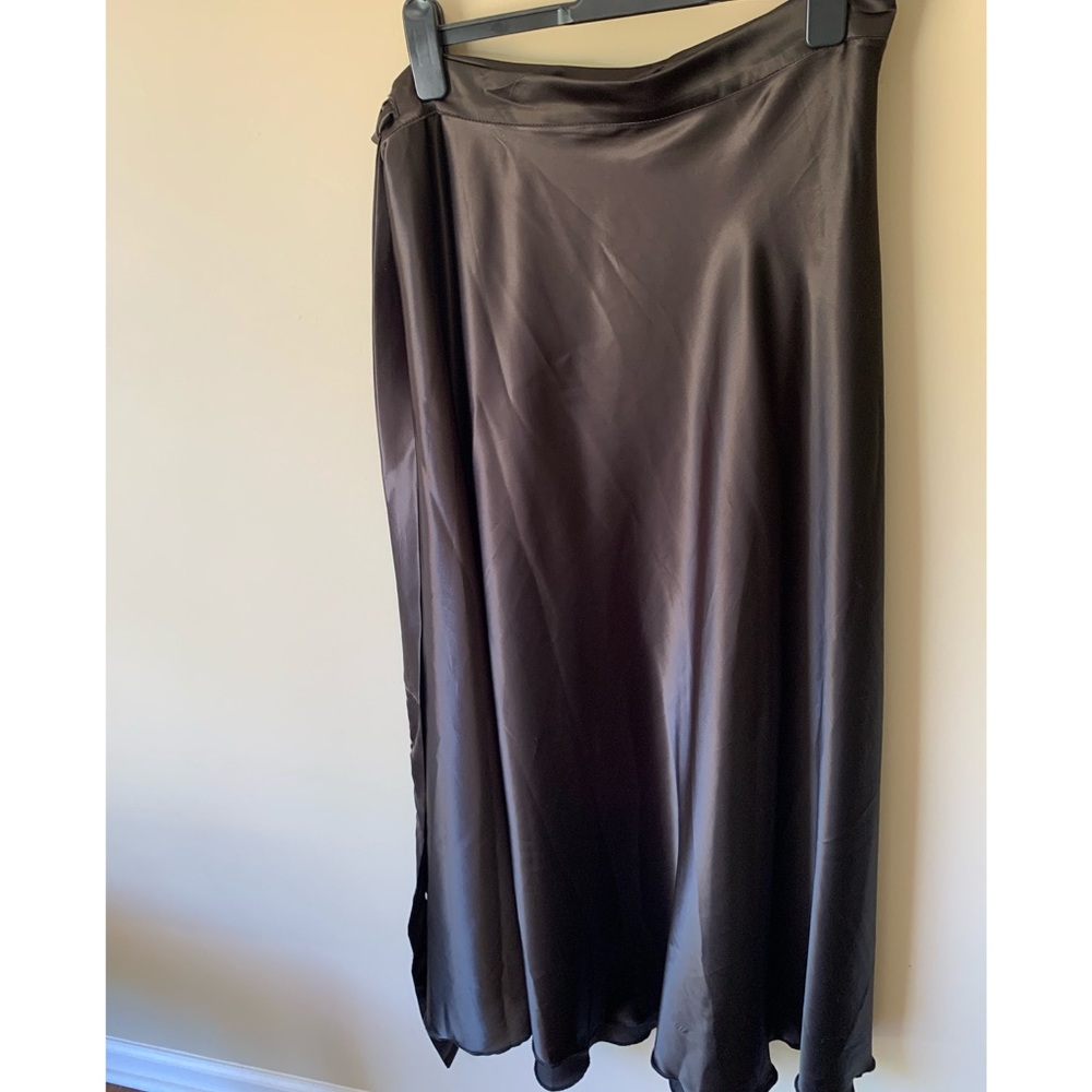 Floor length brown/black silk wrap skirt
